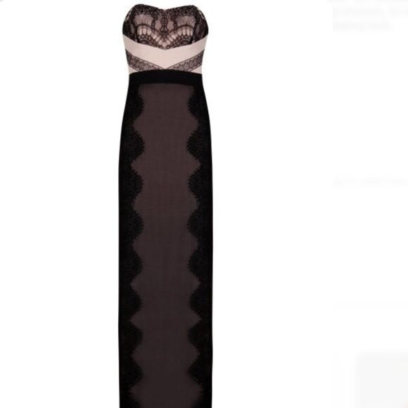 TED BAKER LONDON Black and Nude Pink Lace Detail Maxi Dress - Picture 2 of 14